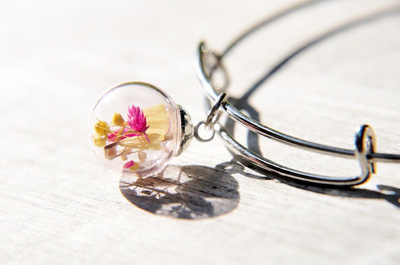 / 森林女孩 / 英式简约粉色玻璃球银色手环 / 手镯 - 小森林 - 手链/手环 - 玻璃 粉红色