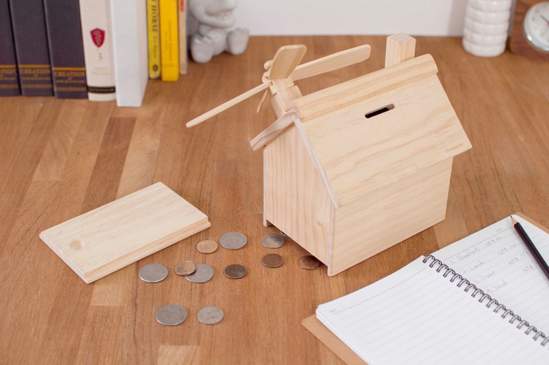 DIY风车存钱筒礼物  礼品 - 摆饰 - 木头 咖啡色