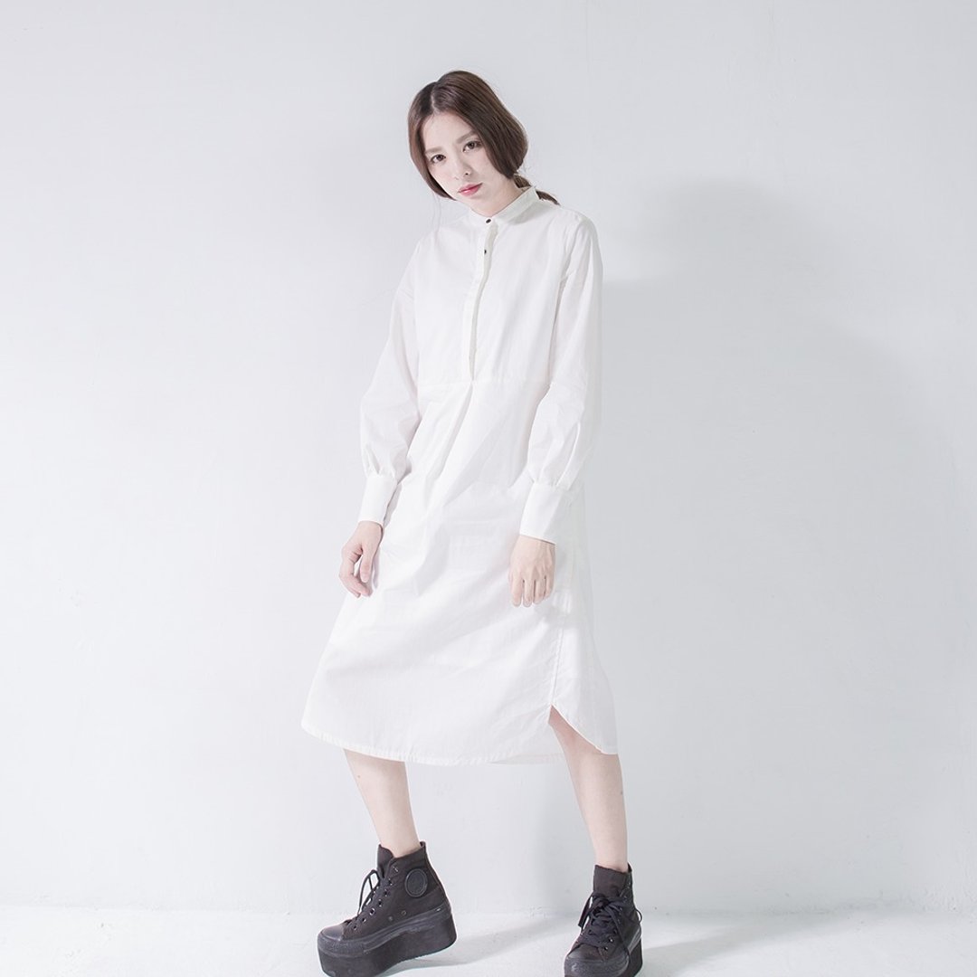 SUMI  Believer信仰长版洋装_5AF104_白 - 洋装/连衣裙 - 棉 白色