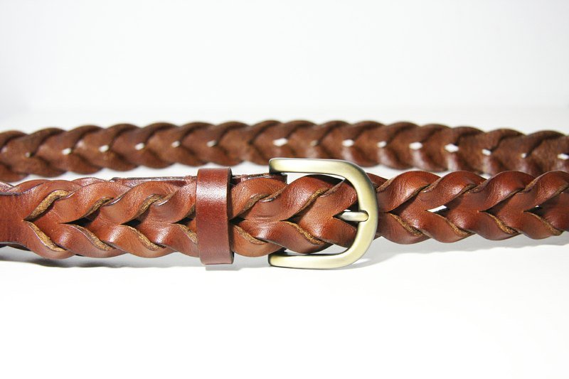 手工编织皮带-茶色 - 其他 - 真皮 