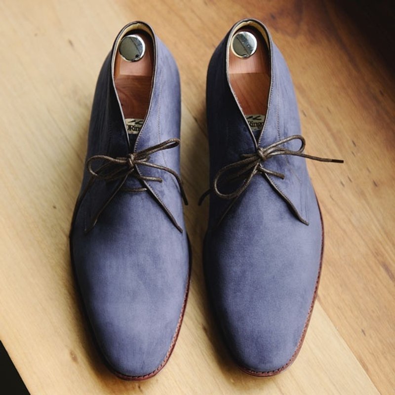 林果良品 牛巴戈沙漠靴 海军蓝 - 男款靴子 - 真皮 蓝色