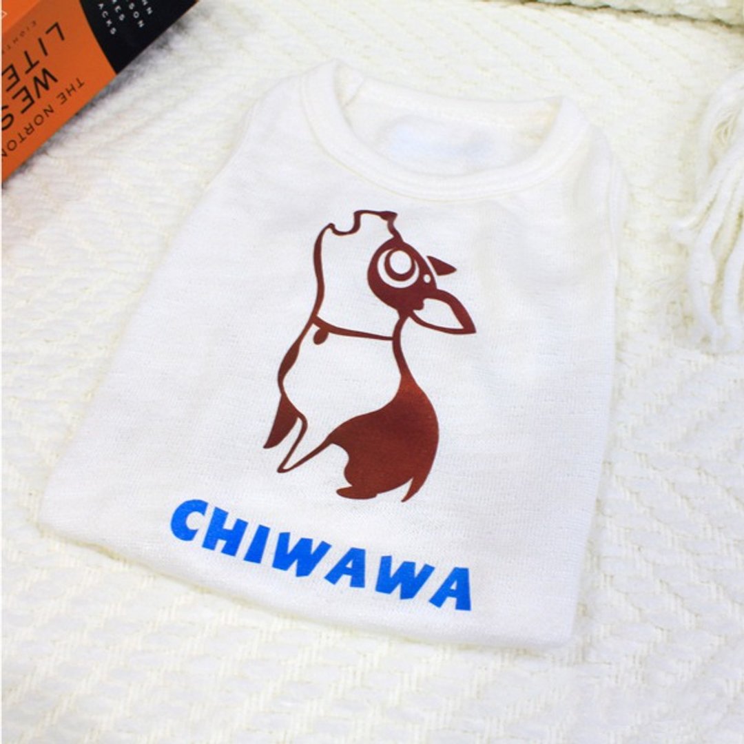 [毛孩姓名订做款] 吉娃娃B款 Chiwawa 反光衣(毛孩款) - 衣/帽 - 棉 白色