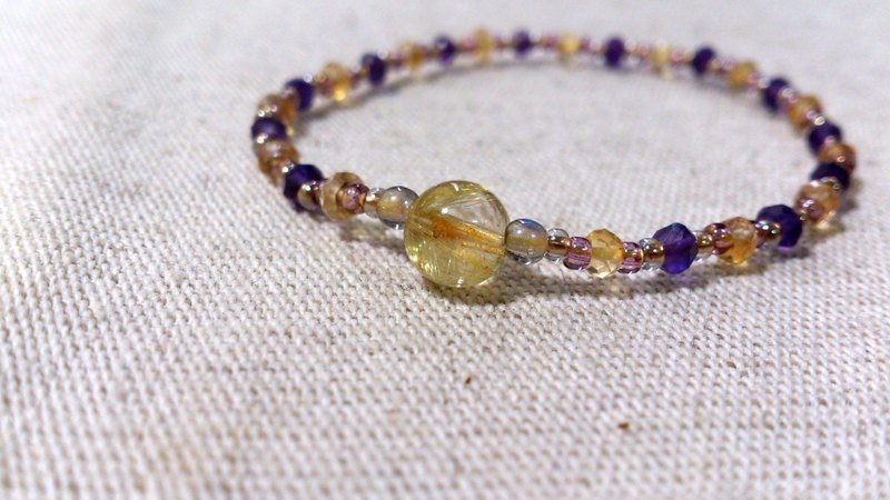 crystal in dearsharka || dotdot．黄水晶 x 紫水晶 x 钛晶 - 手链/手环 - 宝石 黄色
