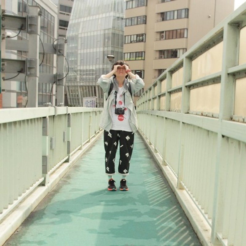 【HEYSUN】台湾人的秘密字 / 自然舒服宽松注音符号印花裤-铁灰 - 女装长裤 - 其他材质 黑色