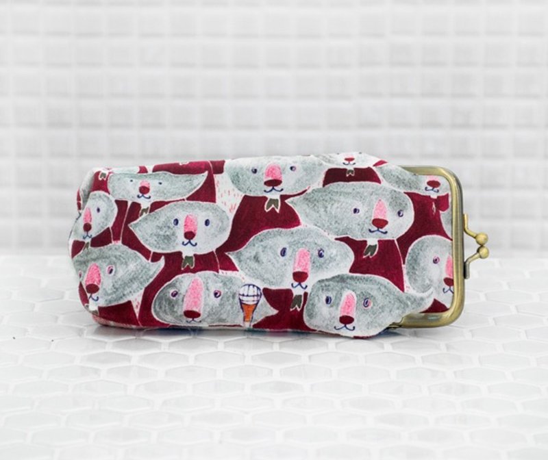 NEW【唱狮班 】口金包/笔袋/眼镜袋。新格子配布。 - 铅笔盒/笔袋 - 其他材质 紫色