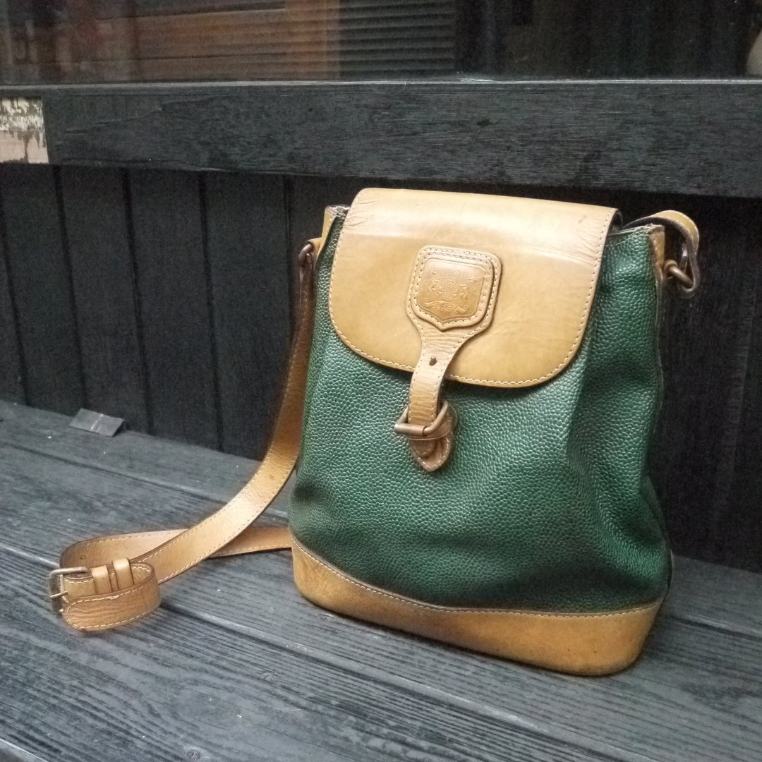 夕卡 ShiKa// Vintage BAG St.Lopey 经典压纹Pvc植鞣牛皮侧背包 {A1-106} - 侧背包/斜挎包 - 其他材质 绿色