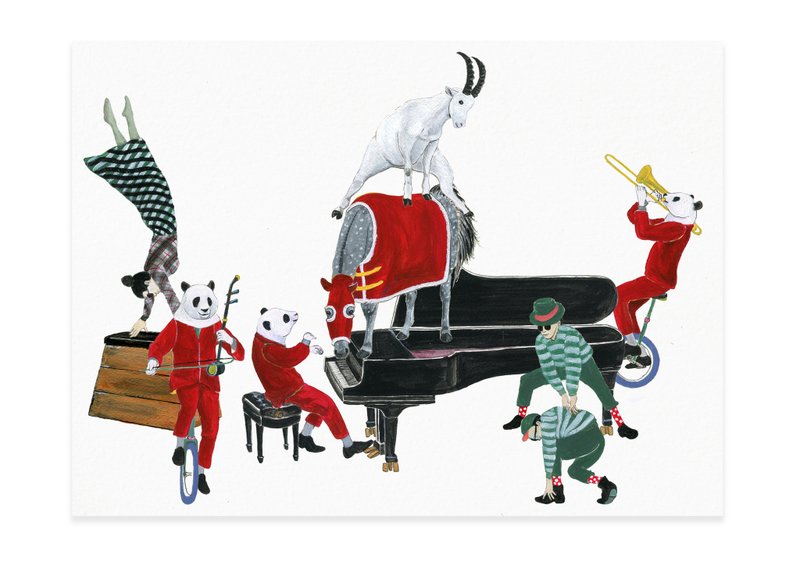 “羊跳马”圣誔贺岁卡片 - 卡片/明信片 - 纸 白色