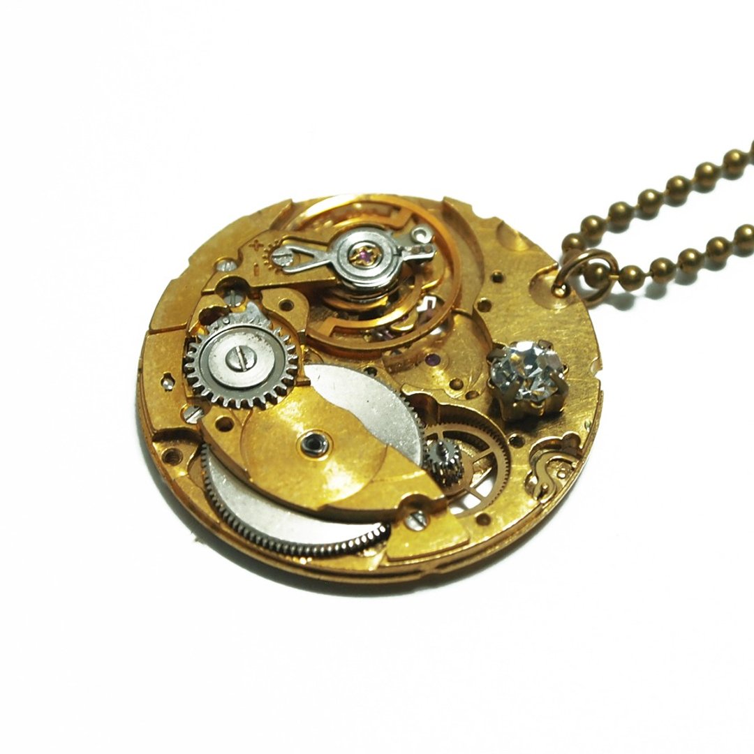 Steampunk蒸汽庞克风格 怀表 golden moon - 项链 - 其他金属 金色