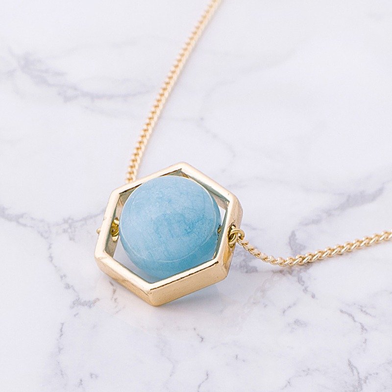 ESCA • 星球系列 AQUA BABY BLUE天然海蓝宝石项链 - 项链 - 宝石 蓝色