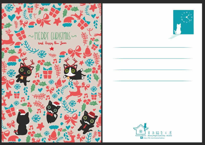 2016年 欢乐黑猫主题圣诞明信片 - 卡片/明信片 - 其他材质 红色