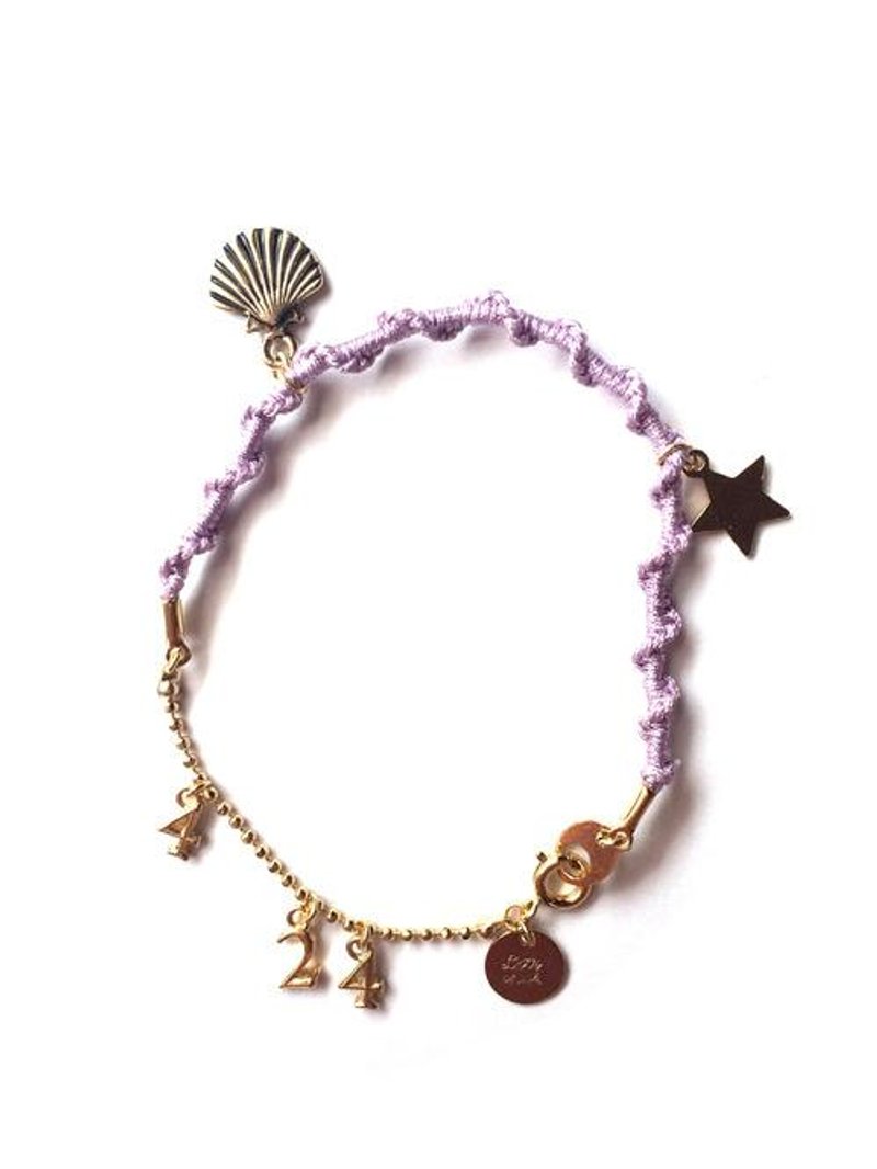 Birthday gift 星星贝壳手链 紫色 - 围嘴/口水巾 - 其他材质 紫色