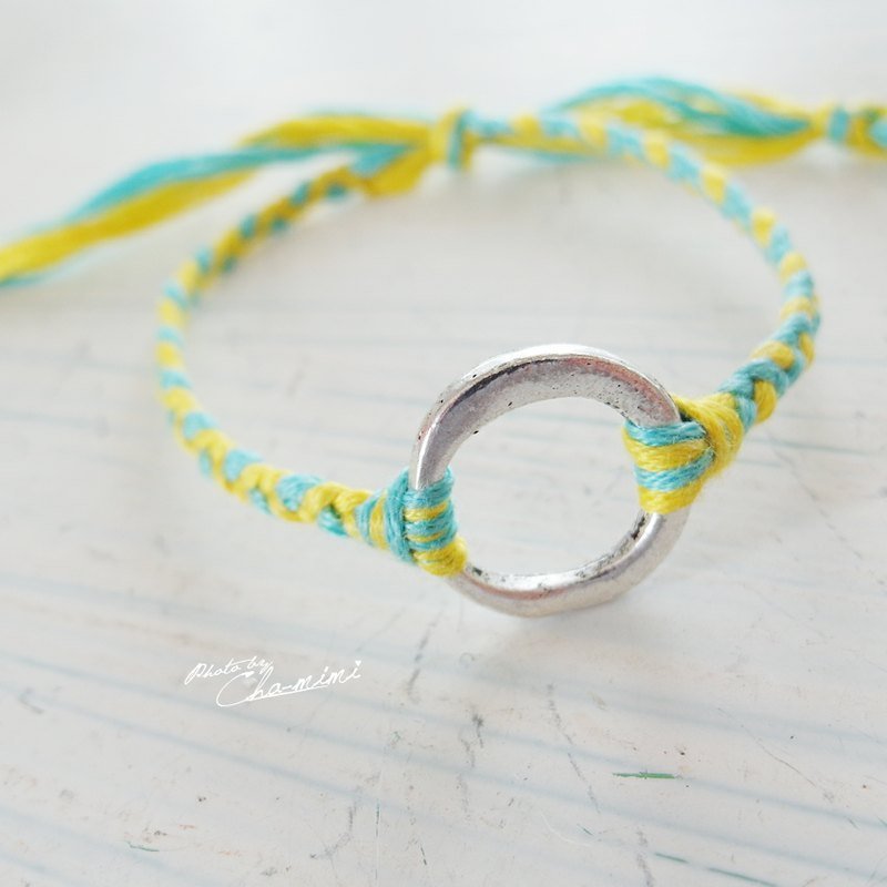 Cha mimi。简单就是美。圆形镀银 编织有机棉手链 -夏威夷 - 手链/手环 - 其他材质 黄色