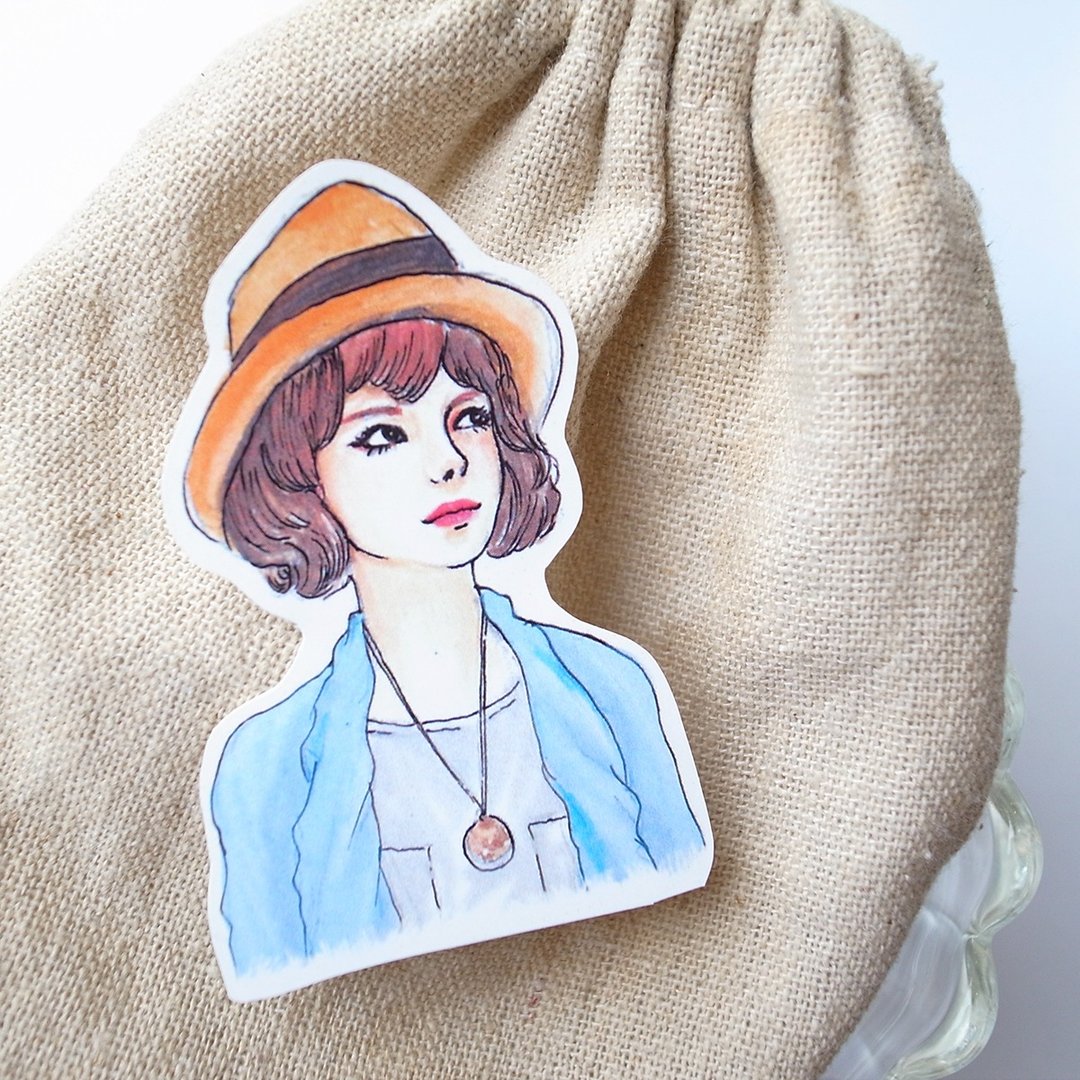 Bon Bon Stickers 妃炫少女 半身 贴纸（草帽项链少女） - 贴纸 - 纸 