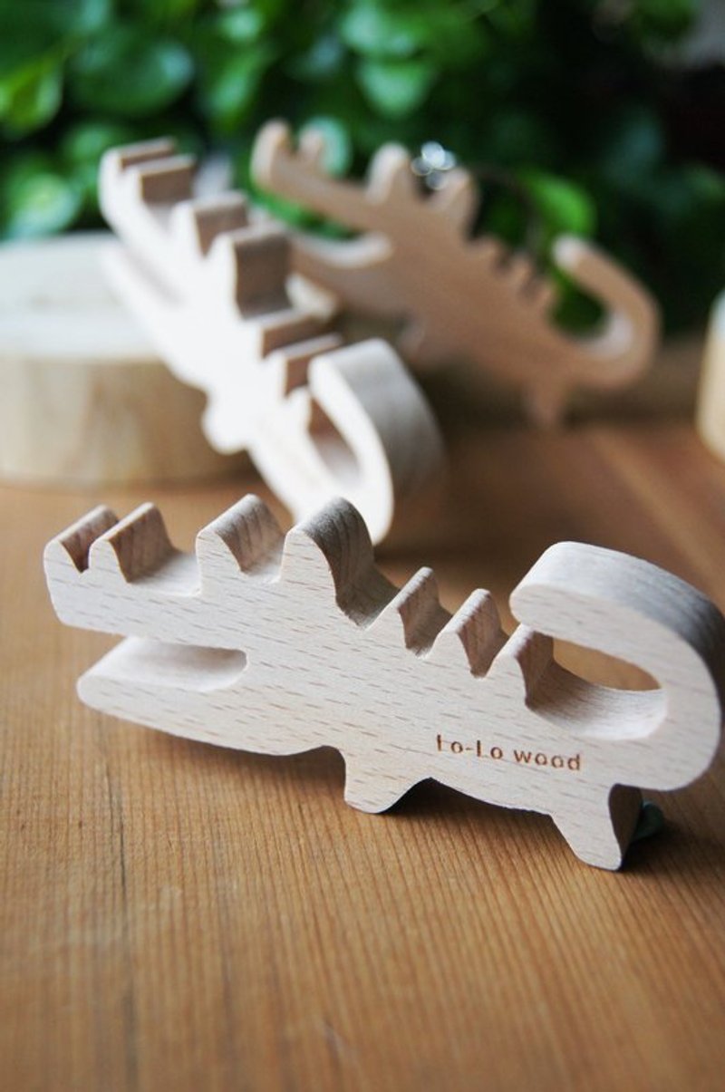 美洲动物-鳄鱼钥匙圈 - 吊饰 - 木头 黄色