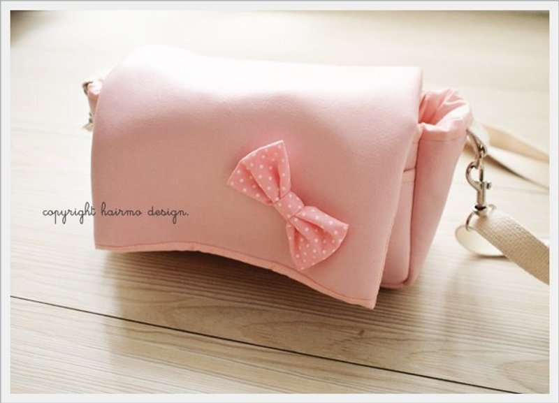 hairmo。粉红立体点点结双镜皮革拉链侧背相机包(粉)-EP.GF.LX系列 - 相机包/相机袋 - 真皮 粉红色