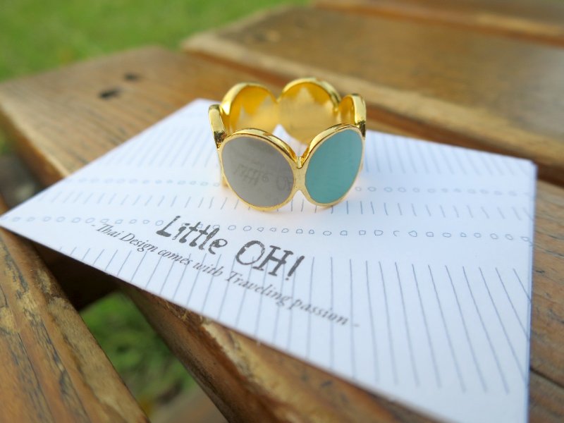 湖水蓝绿 圈圈戒指 - 戒指 - 其他金属 蓝色