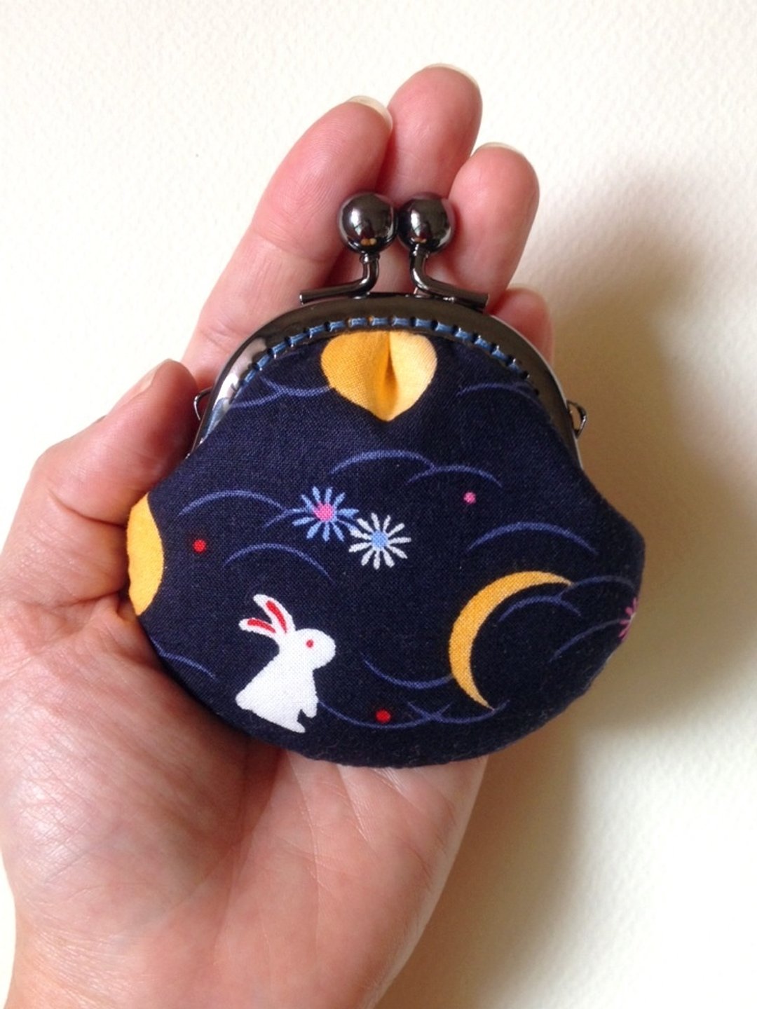 hm2。深蓝夜空。月兔 小贝壳。口金包 - 零钱包 - 棉 蓝色