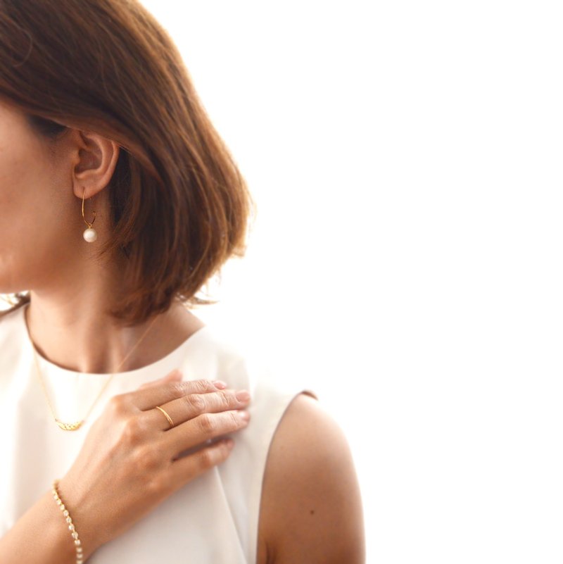 耳环 珍珠水滴环形耳环 - 耳环/耳夹 - 其他金属 白色