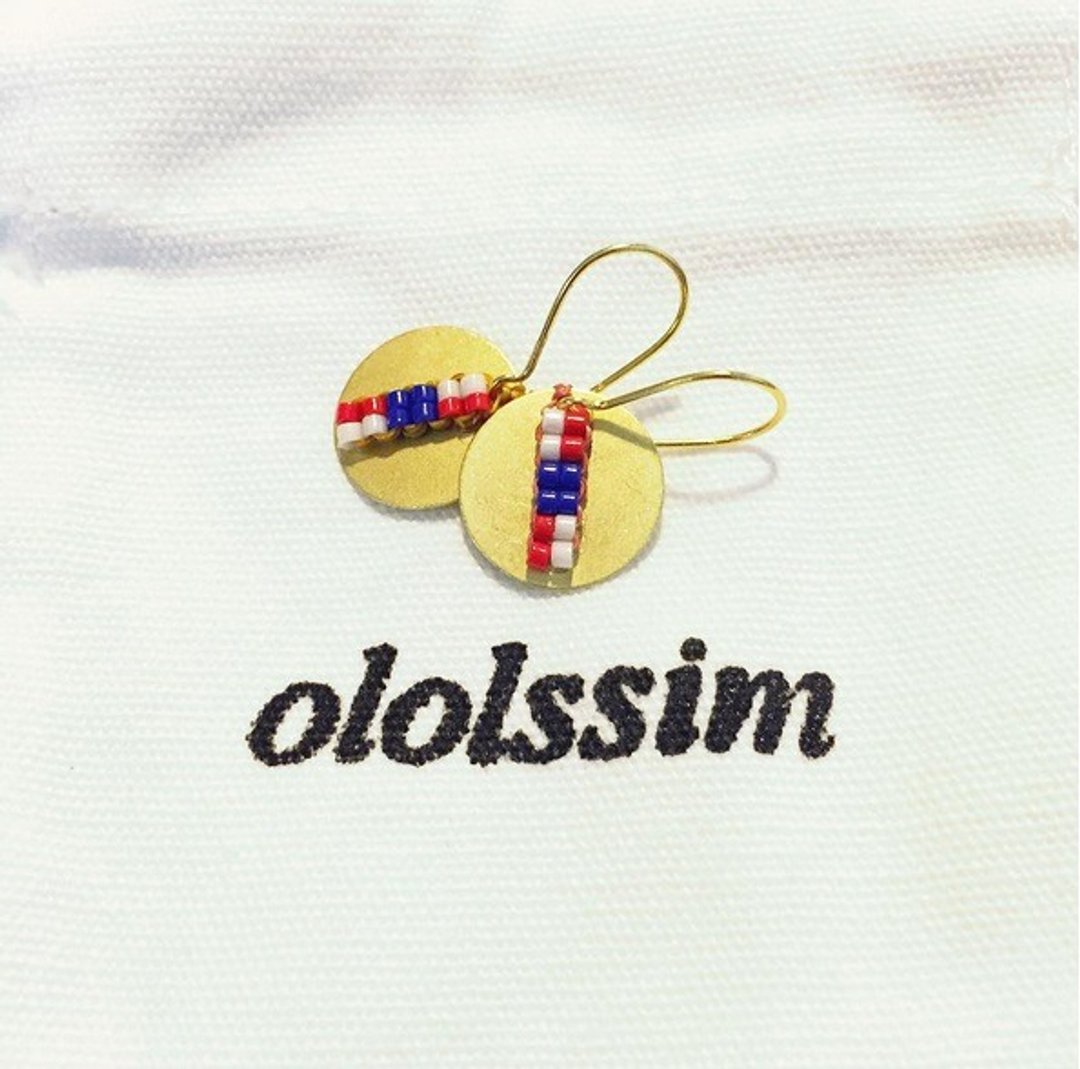 ololssim 复古圆形铜片民族耳环 - 耳环/耳夹 - 其他材质 金色