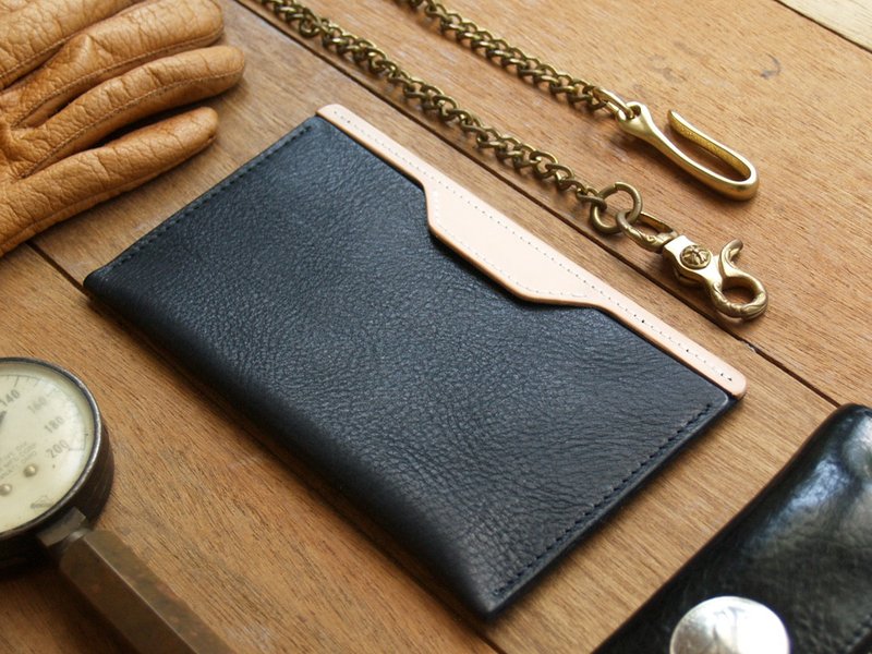 iPhone 15 /15 Pro 手工真皮手机套/存折套(定制化刻印/礼物包装) - 手机壳/手机套 - 真皮 黑色