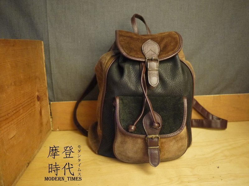 摩登时代【严选商品】特殊款式 短毛绒/麂皮 后背包(Vintage/古着单品) 151013 - 其他 - 真皮 黑色