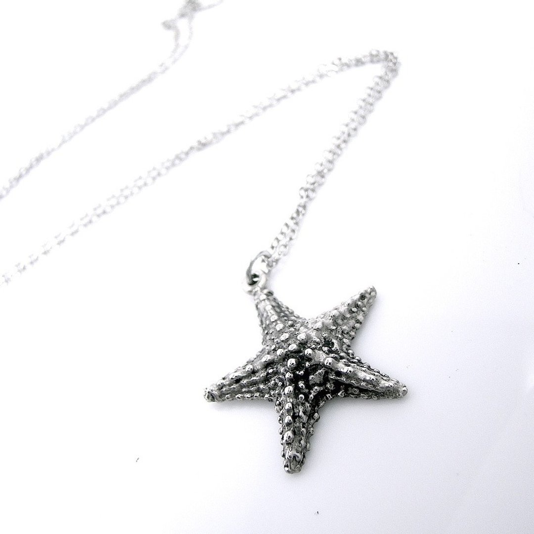 Starfish pendant in white bronze,Rocker jewelry ,Skull jewelry,Biker jewelry - 项链 - 其他金属 