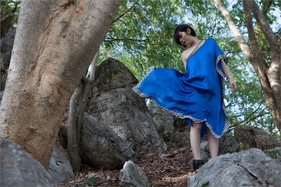 'LUNA' One Shoulder Beach Dress; Dipped Hem in Jewel Blue (ONE SIZE) - 洋装/连衣裙 - 棉．麻 蓝色