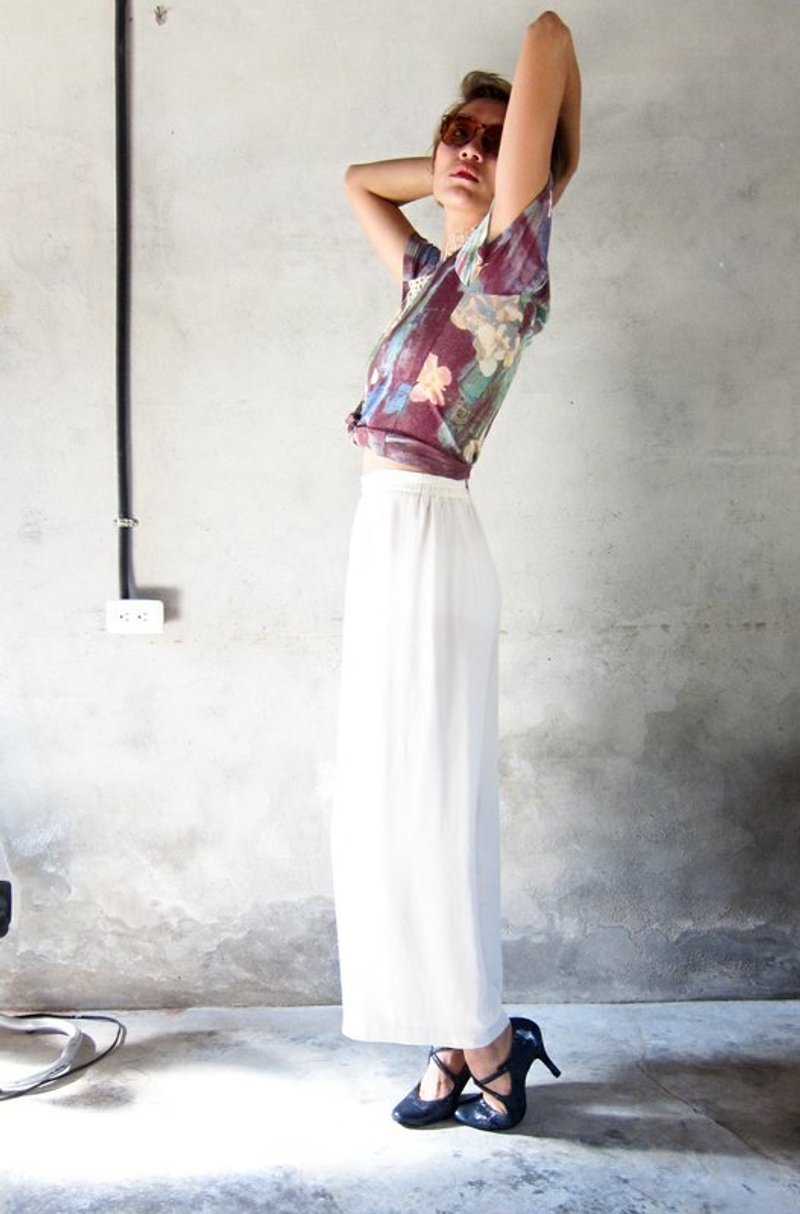 Fyntage 古着 vintage 漱白长裤裙 古董衣 - 女装长裤 - 其他材质 白色