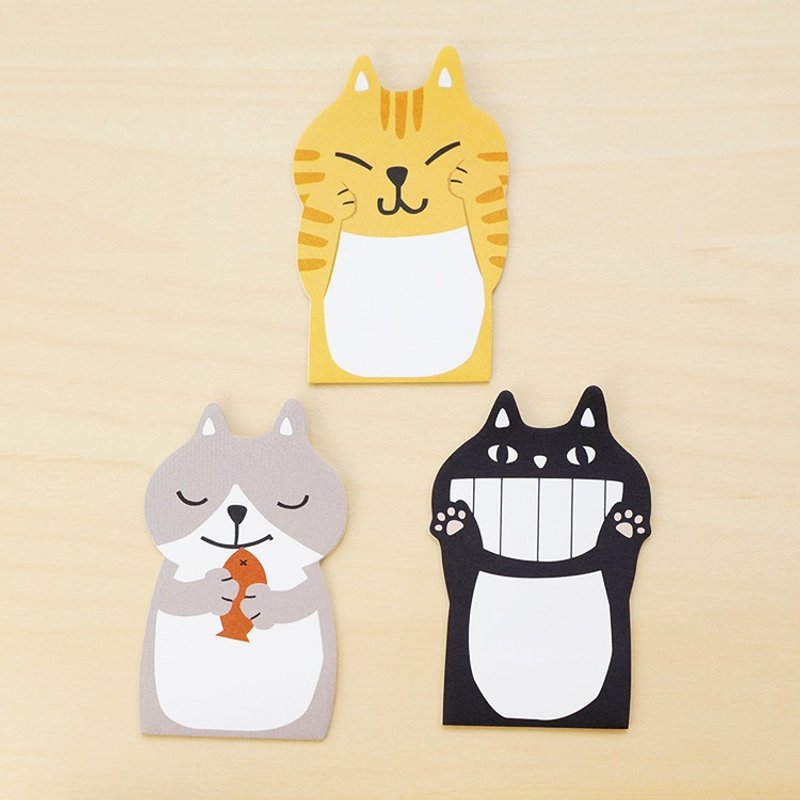 和风猫咪造型便利贴-猫猫恶作剧 日本制 MEMO贴 手帐用也很方便 情人节 礼物 - 贴纸 - 纸 灰色