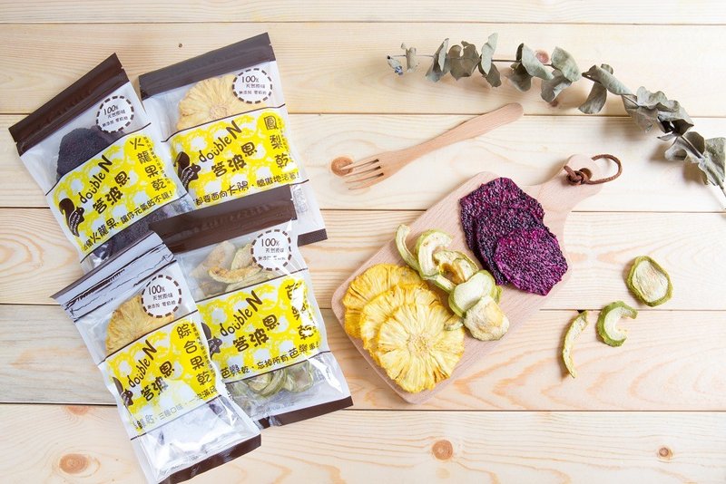 Double N天然鲜果干系列[凤梨+火龙果+芭乐,综合果干mini包] - 水果干 - 纸 多色