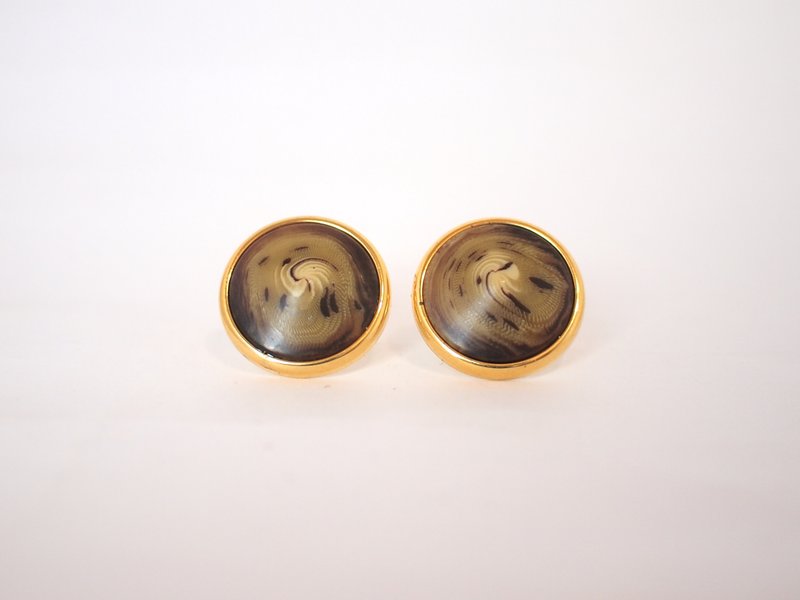 [Circle dot] 回流 - 耳环/耳夹 - 纸 咖啡色