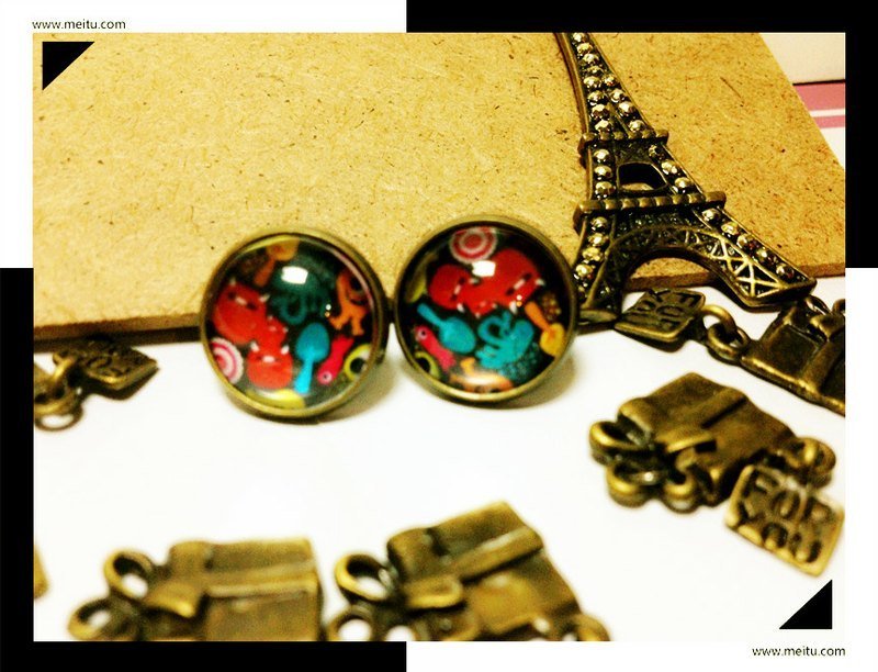 【Cartoons】Little Monster小怪物耳钉 - 耳环/耳夹 - 其他金属 