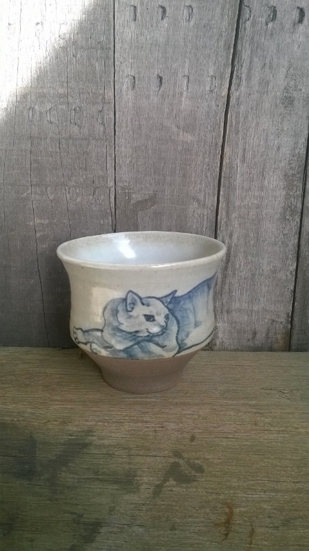 青花绘猫-虎斑-手感握杯 - 茶具/茶杯 - 其他材质 蓝色