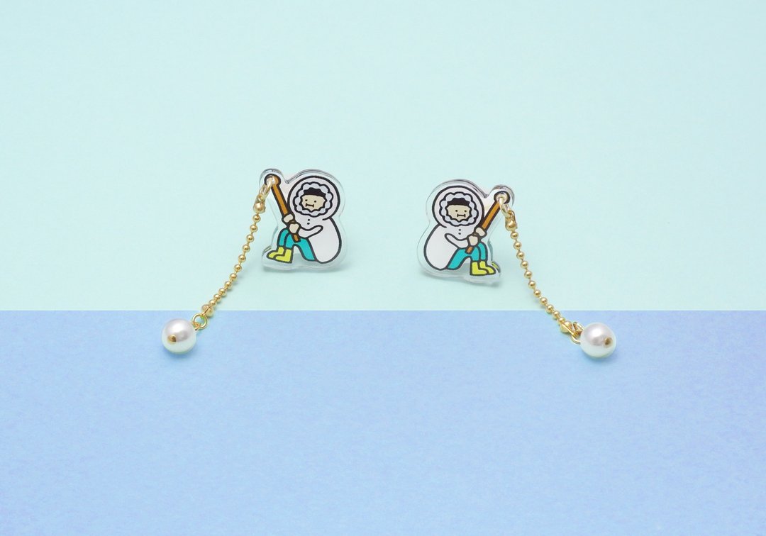 Smelt fishing earrings - 耳环/耳夹 - 压克力 多色