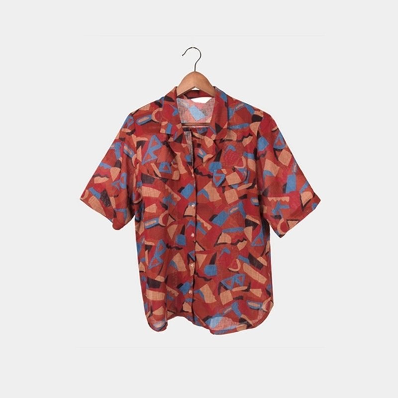 │moderato│迷幻复古日本制几何古着衬衫│礼物.森林复古.女朋友.独特.文艺 - 女装衬衫 - 其他材质 红色