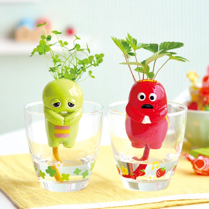 GACHAPIN x MUKKU 水耕栽培盆器种植组 - 植栽/盆栽 - 陶 绿色