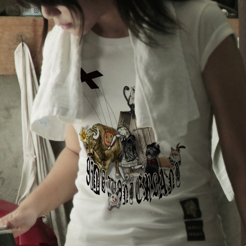 Gin's wonderland - 中性连帽卫衣/T 恤 - 棉．麻 白色