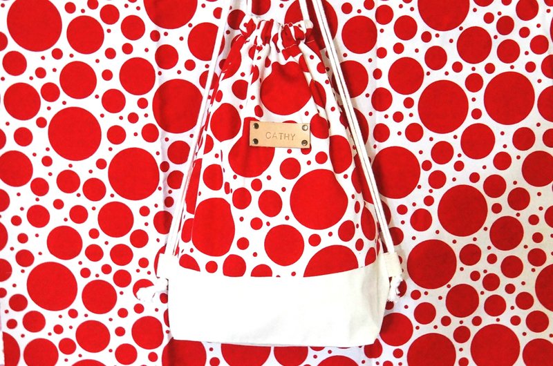 say HelLo (束口后背袋)/赠送免费打印名字皮标 - 束口袋双肩包 - 其他材质 红色