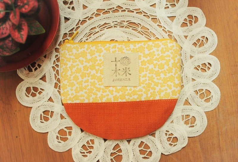 【十木米．Lorenza】黄碎花 半饼零钱包 / 小物袋 限量 - 零钱包 - 其他材质 黄色