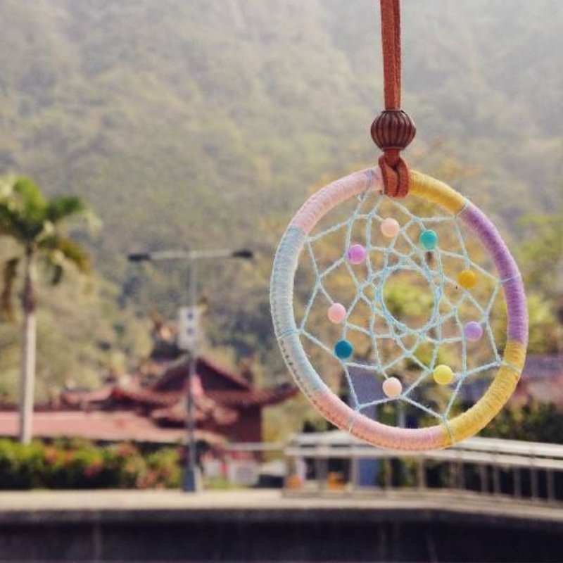 |捕夢網項鍊| 淡淡的多彩 - 项链 - 其他材质 粉红色