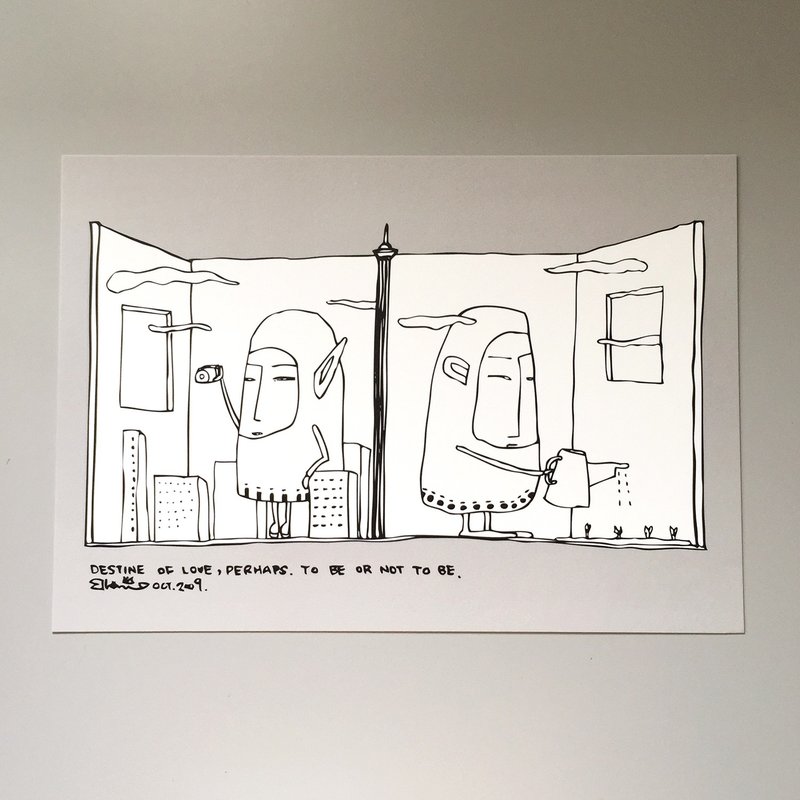 明信片黑白系列- 两地  涂鸦/填色明信片 | MonkeyCookie - 卡片/明信片 - 其他材质 