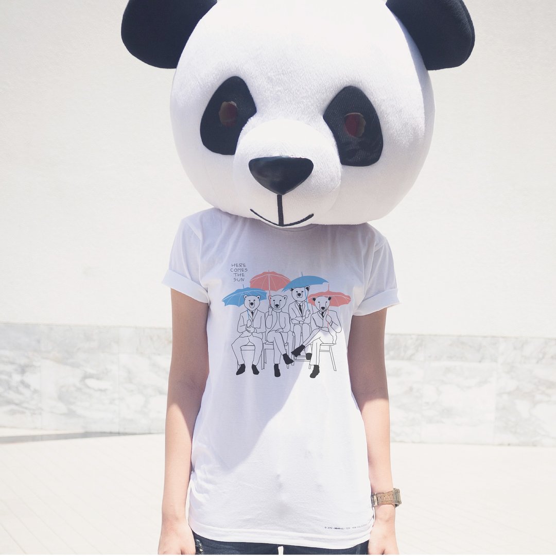 当太阳到来时 北极熊变色 T-shirt - 男装上衣/T 恤 - 棉．麻 白色