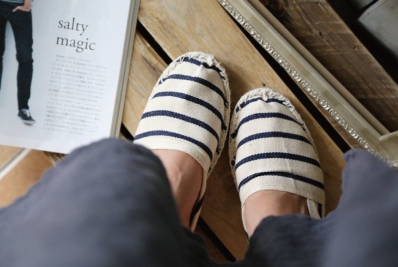 Espadrilles毕卡索蓝白条纹草编鞋 - 男款休闲鞋 - 其他材质 白色