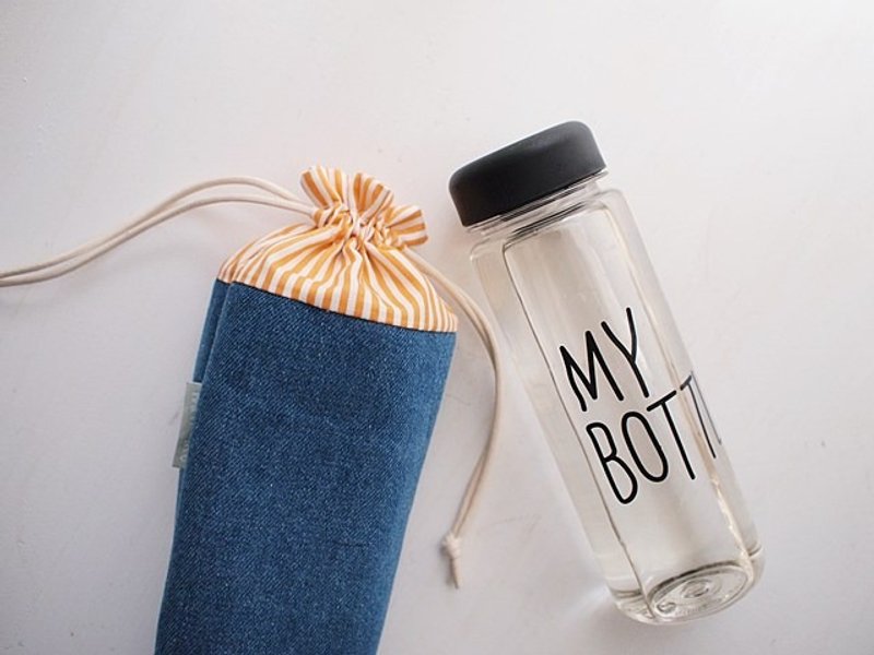 hairmo。牛仔单宁双色束口水壶保温袋/随行杯套 - 随行杯提袋/水壶袋 - 其他材质 蓝色