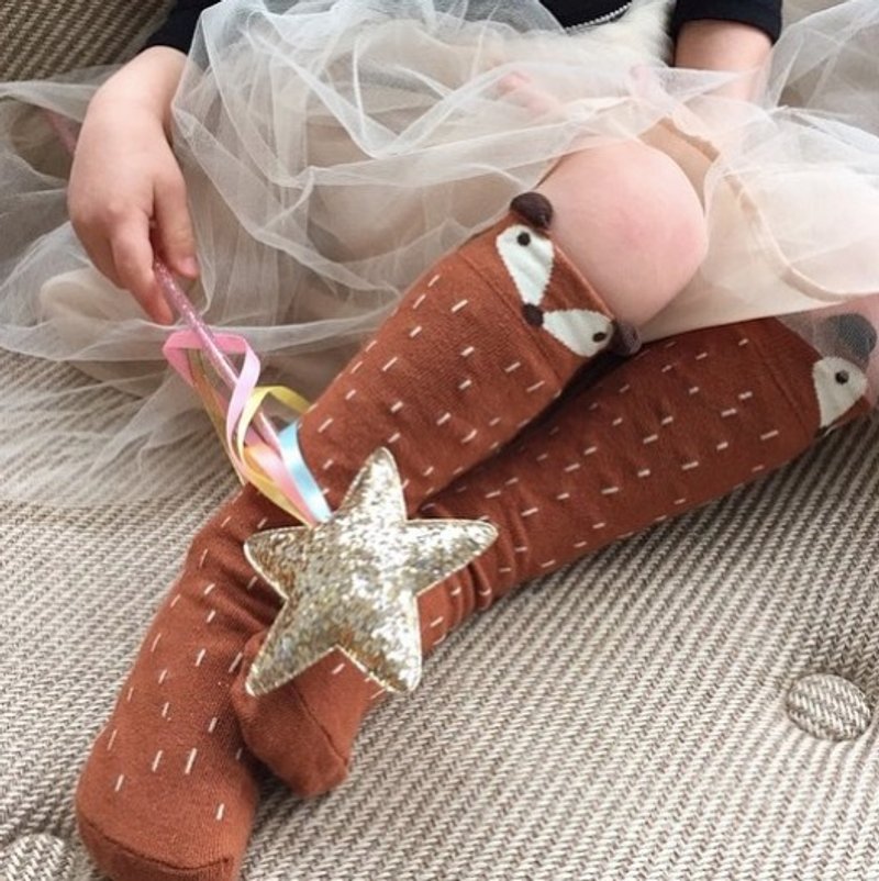 【韩国制】弥之星MiniDressing- 俏皮浣熊儿童弹性袜｜止滑袜｜童袜 - 围嘴/口水巾 - 棉．麻 