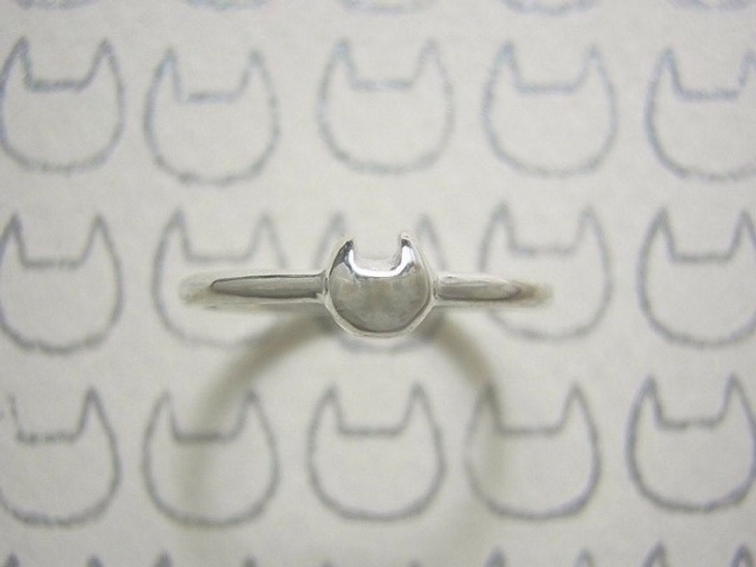 miaow icon ring ( cat sterling silver ring 貓 猫 戒指 指环 指環 刻字 銀 ) - 戒指 - 纯银 银色