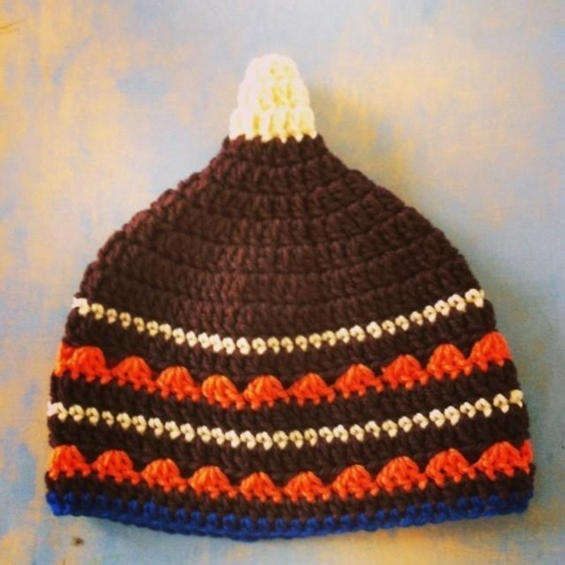 triangle　LL gnoeme beanie  square retoro brown pointy australia gnome beanie  - 帽子 - 压克力 咖啡色