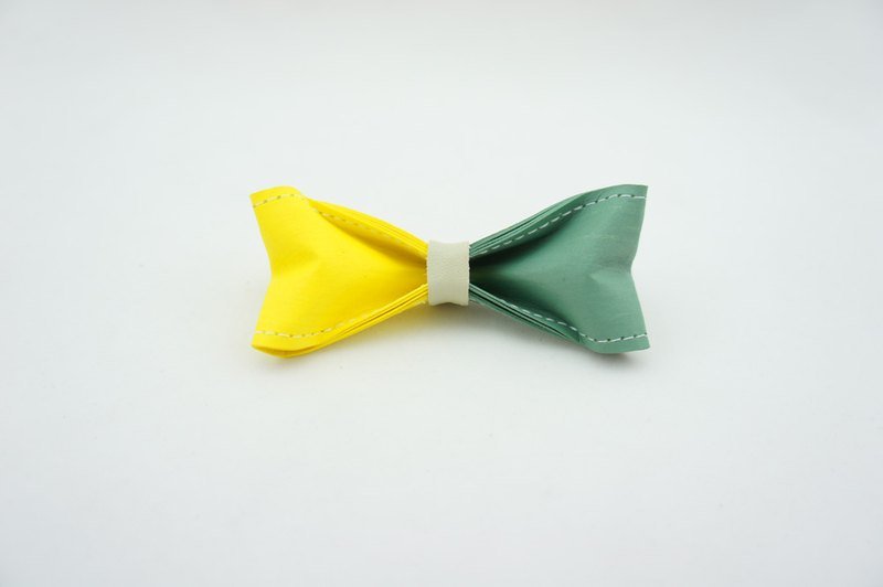 “Paper Bow Tie”纸领结 双色系列- No.216（灰绿 亮黄） - 领带/领带夹 - 纸 绿色