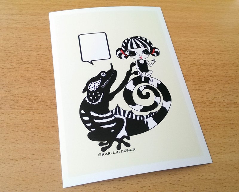 黑白变色龙 插话动物员 插画明信片 - 卡片/明信片 - 纸 多色