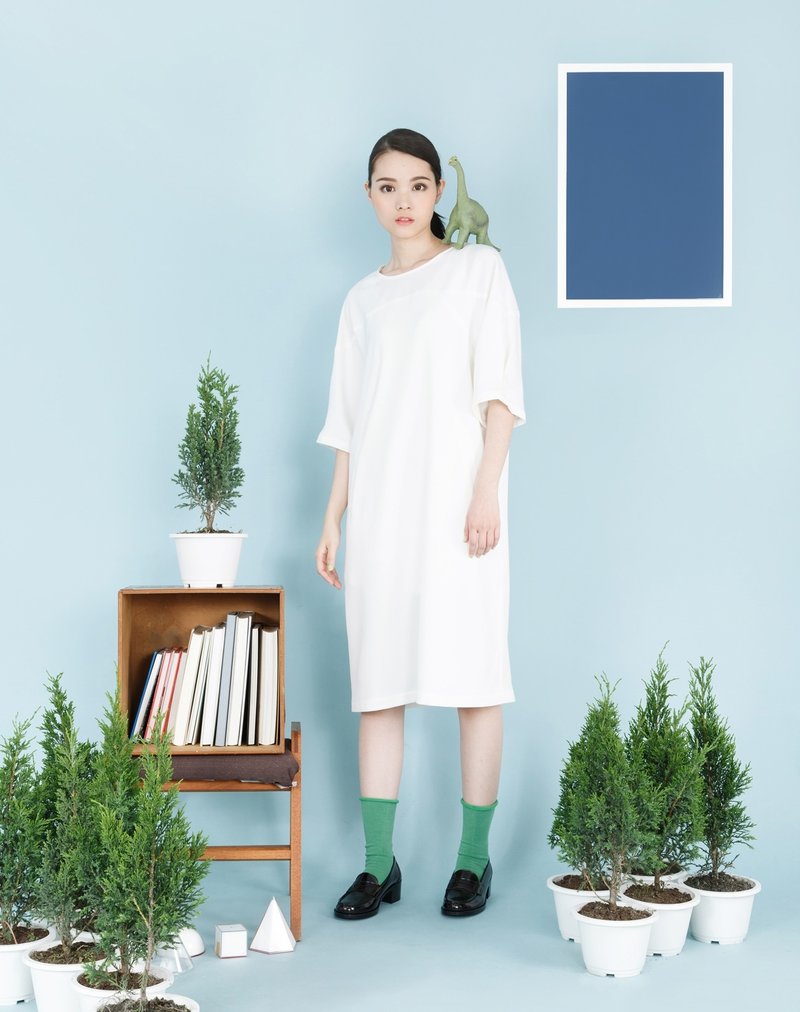 tan-tan / 变化袖洋装 - 洋装/连衣裙 - 其他材质 白色